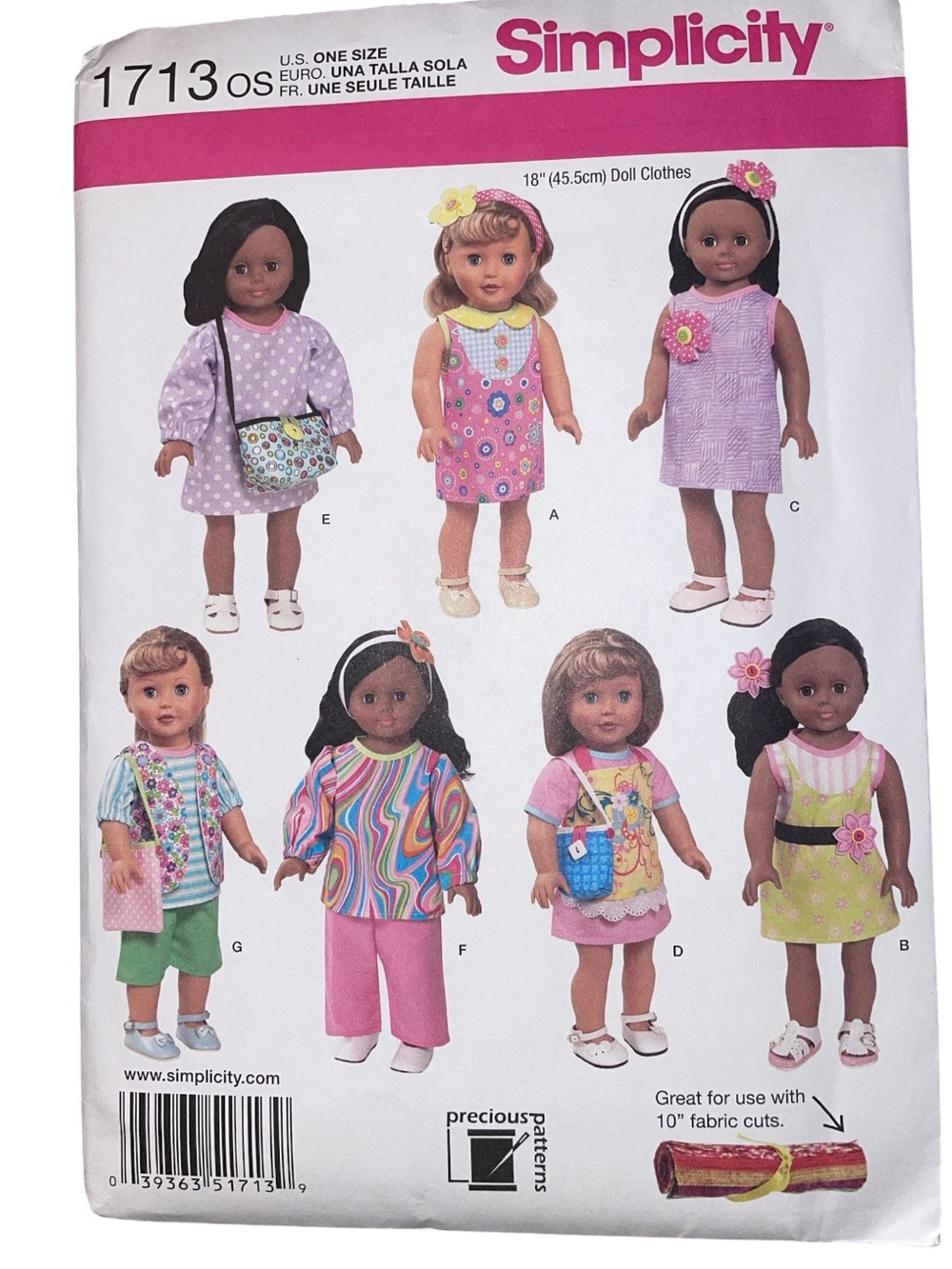 Simplicity 1713 Doll Clothes Pattern for 18 inch dolls